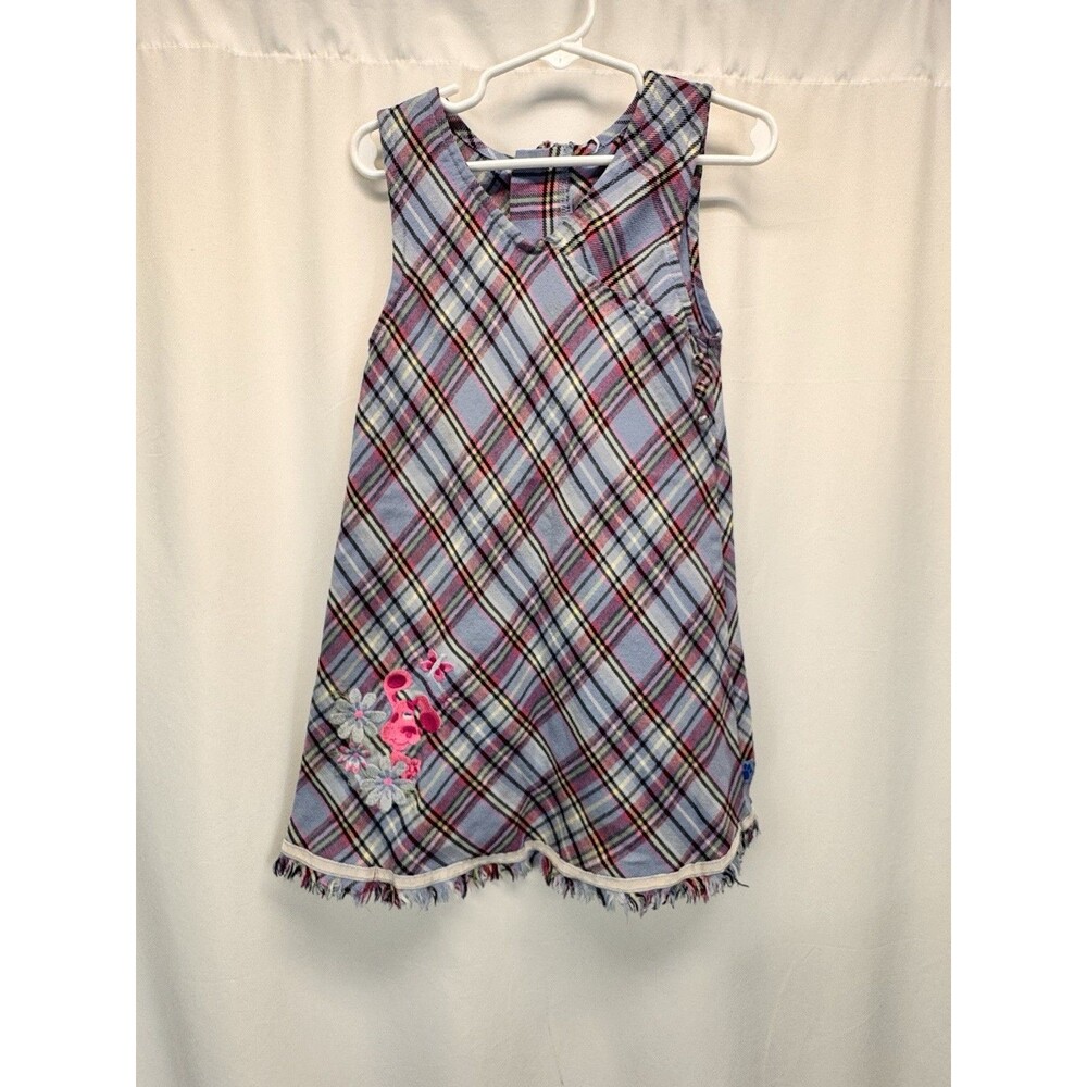 Blues Clues Plaid Dress Kids 2T Blue Purple Embroidered Nickelodeon 90s Y2K